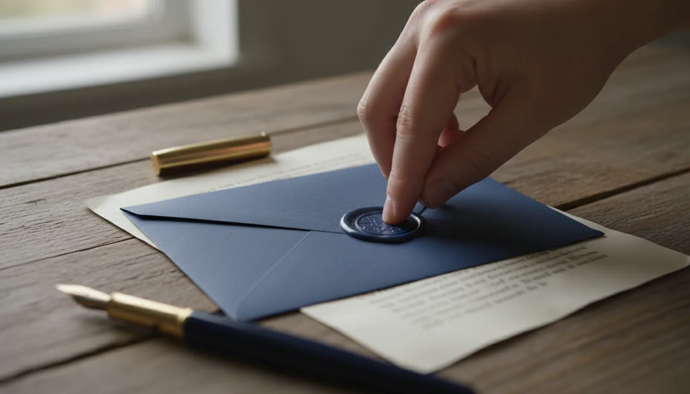 A sealed letter beside application paperwork.