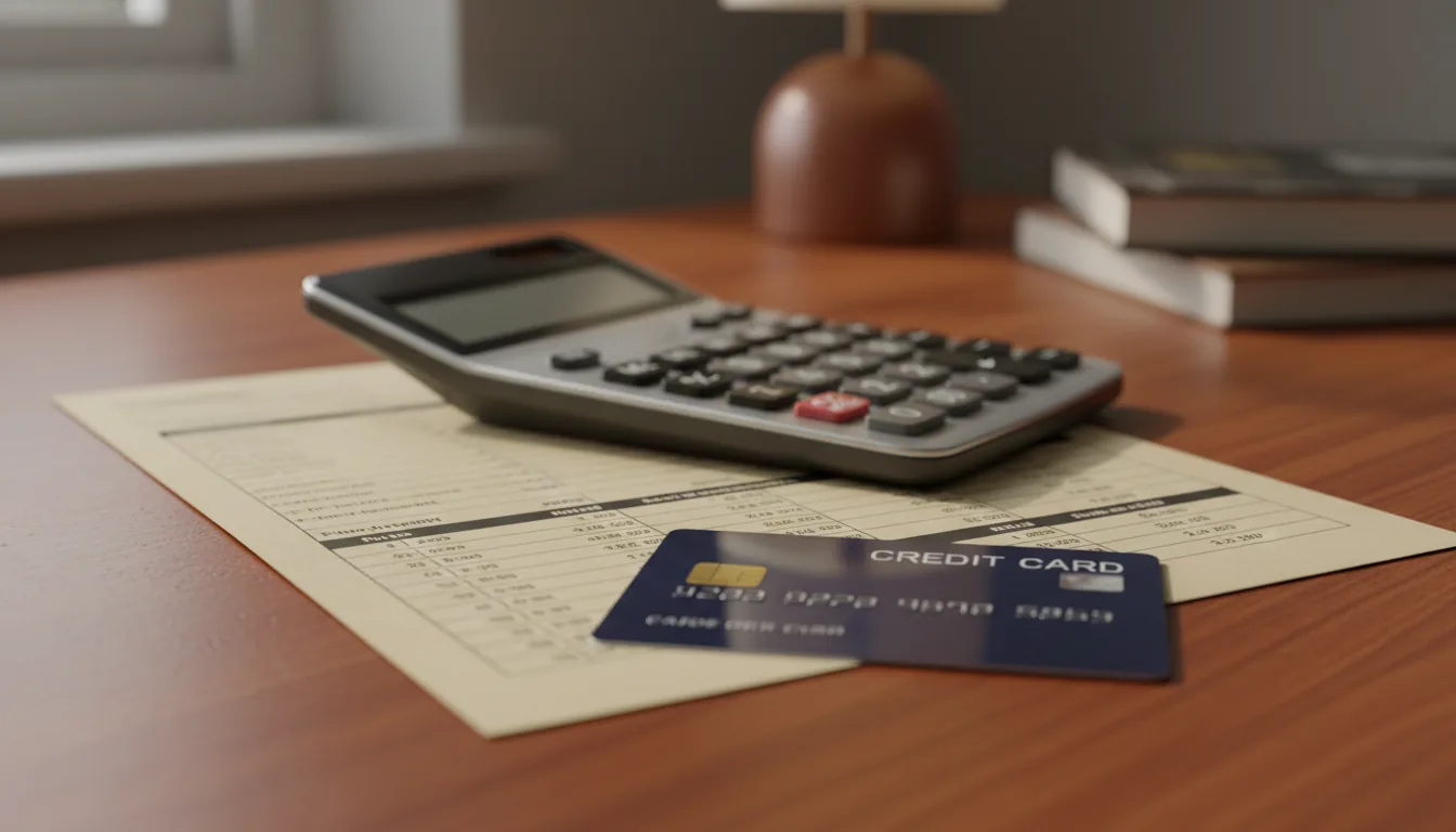 Calculator and paperwork for a school-cost estimate.